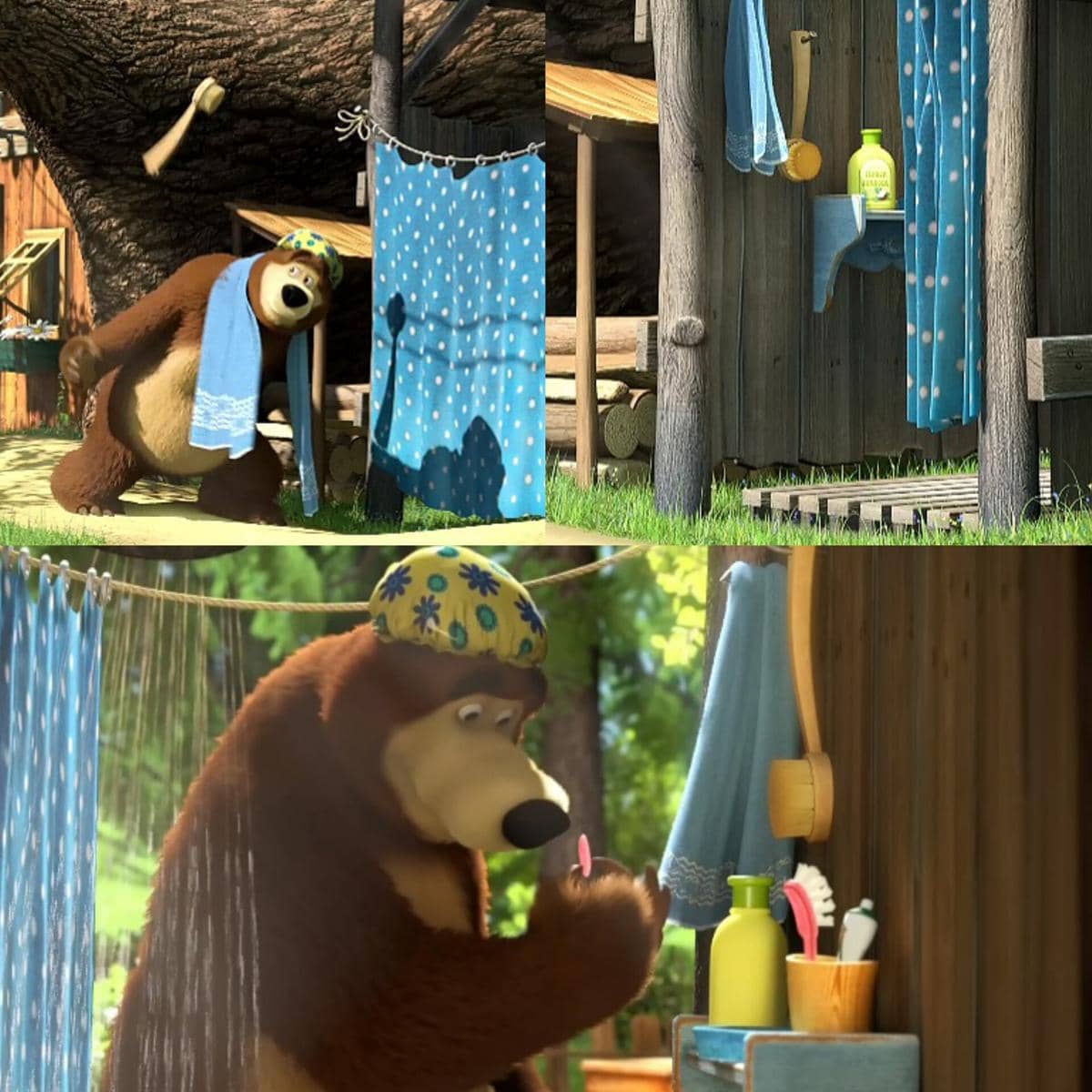 kamar mandi Bear dalam animasi Masha and The Bear