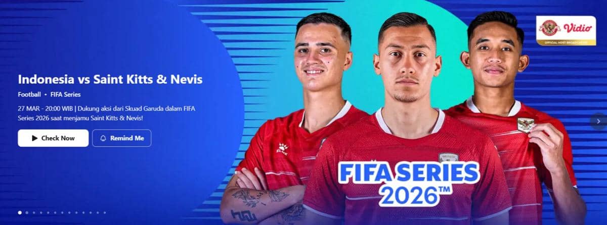 Cara nonton live streaming Indonesia vs St Kitts and Nevis di Vidio