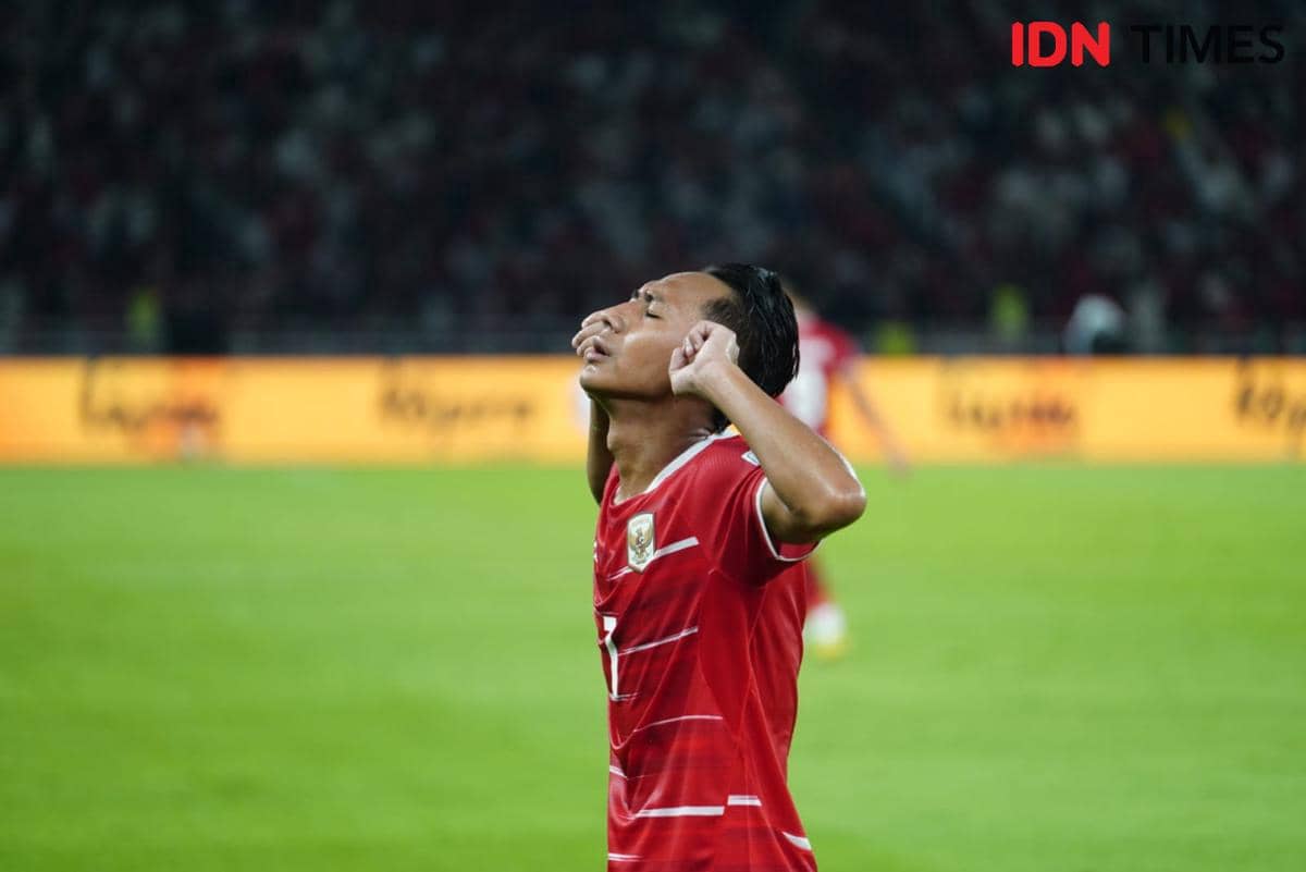 Selebrasi Beckham Putra saat Timnas Indonesia lawan Saint Kitts and Nevis