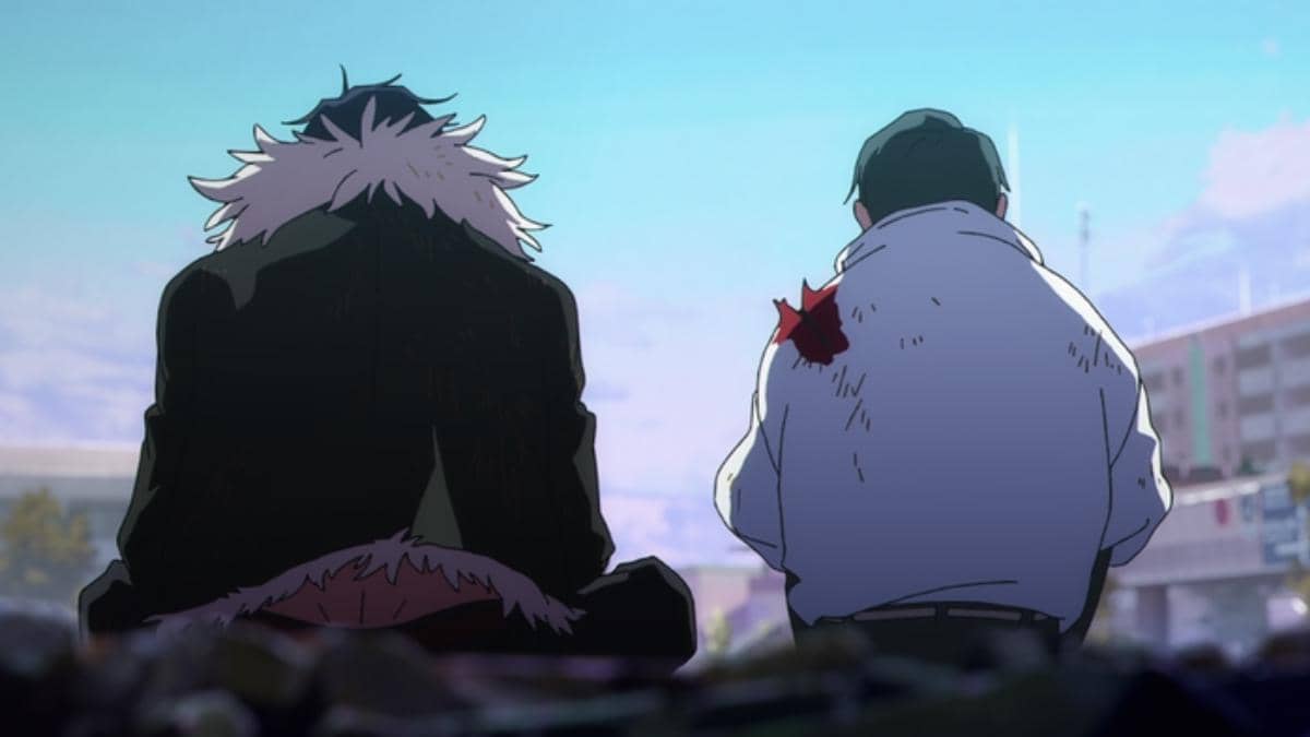 Yuta dan Ishigori duduk bersama setelah duel selesai - Jujutsu Kaisen S3