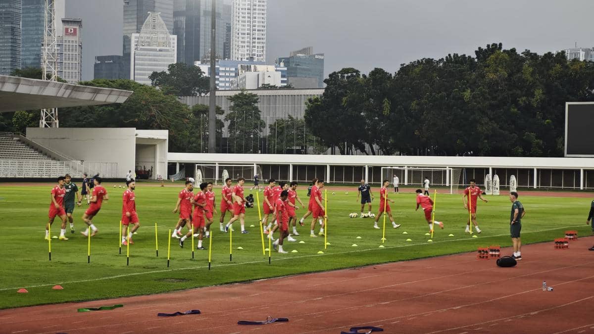Suasana latihan Timnas Indonesia jelang FIFA Series 2026 di Stadion Madya, Jakarta