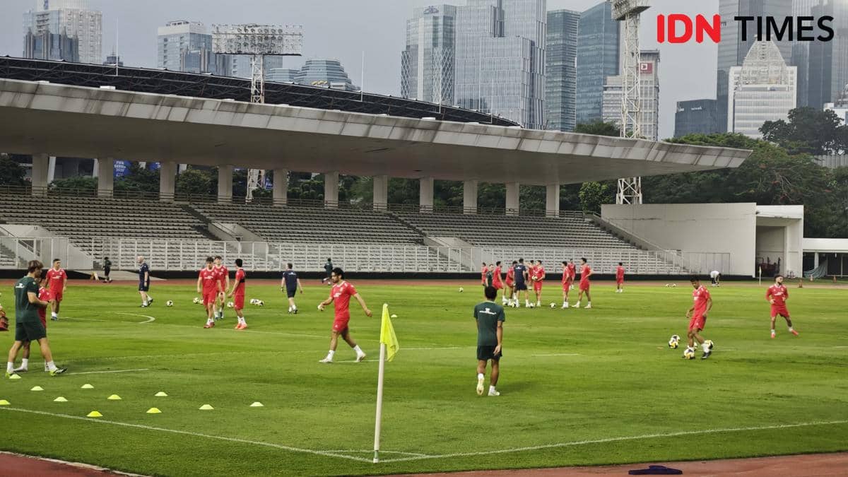 Suasana latihan Timnas Indonesia jelang FIFA Series 2026 di Stadion Madya, Jakarta
