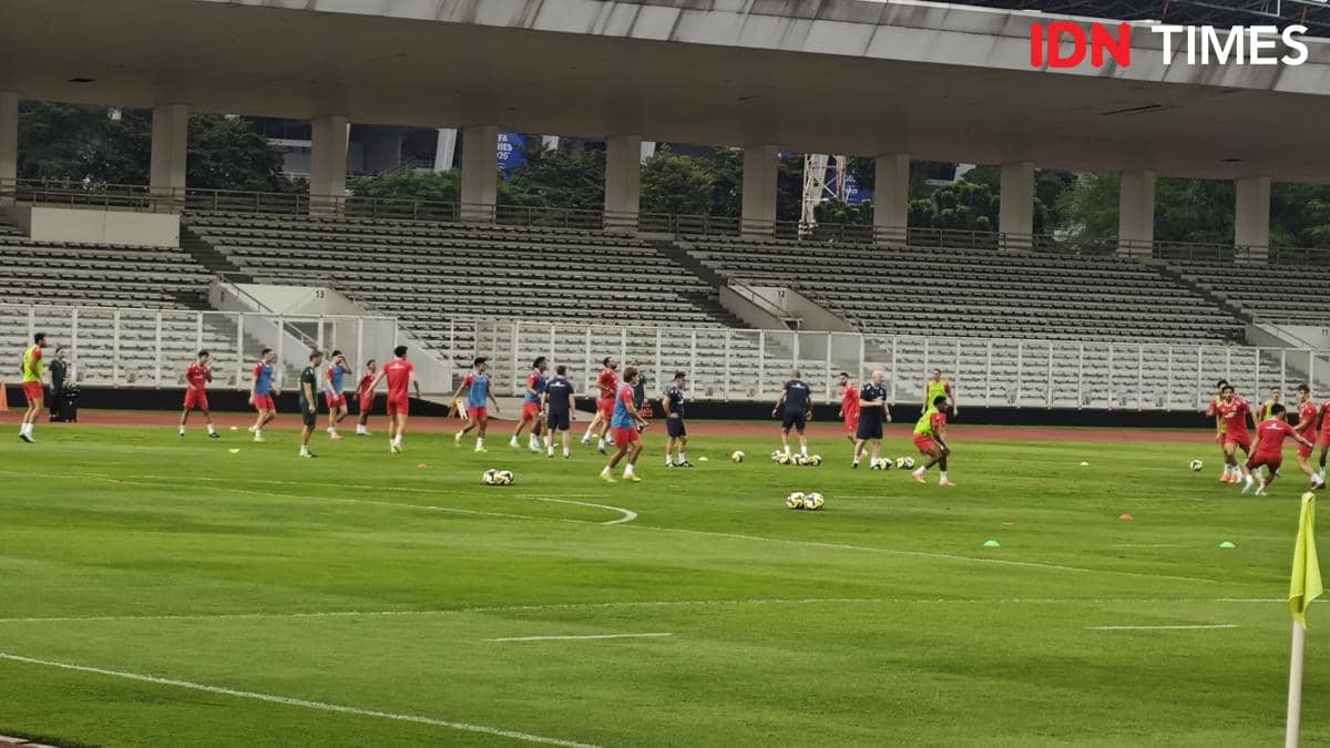 Suasana latihan Timnas Indonesia jelang FIFA Series 2026 di Stadion Madya, Jakarta