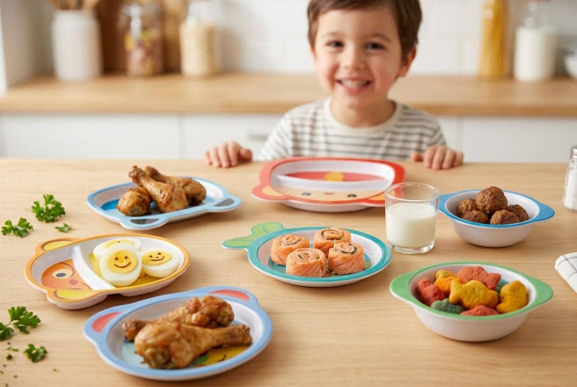 Ilustrasi anak mengkonsumsi makanan tinggi protein hewani untuk cegah stunting
