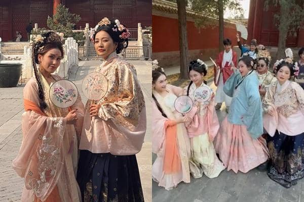 Potret Ayu Ting Ting dan Hesti Pakai Hanfu Bak Putri di China