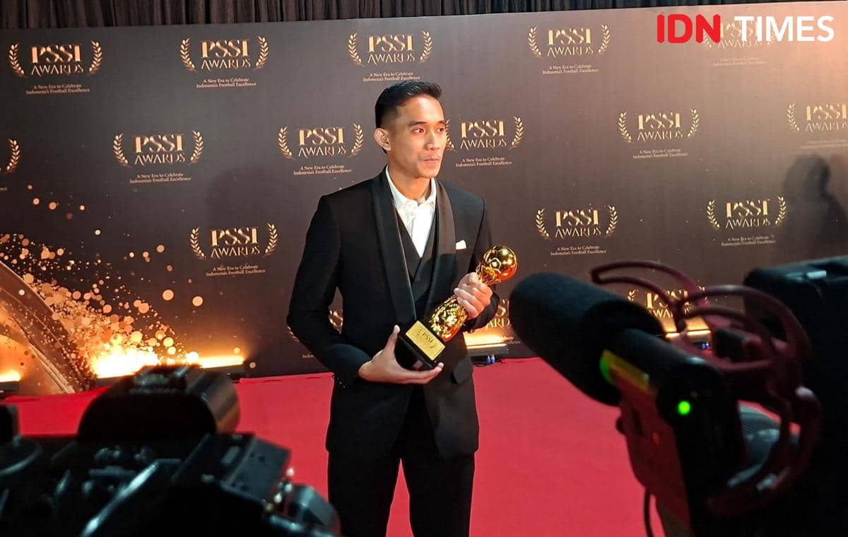 Rizky Ridho meraih penghargaan Goal of the Year di PSSI Awards 2026 (IDN Times/Margith Damanik)