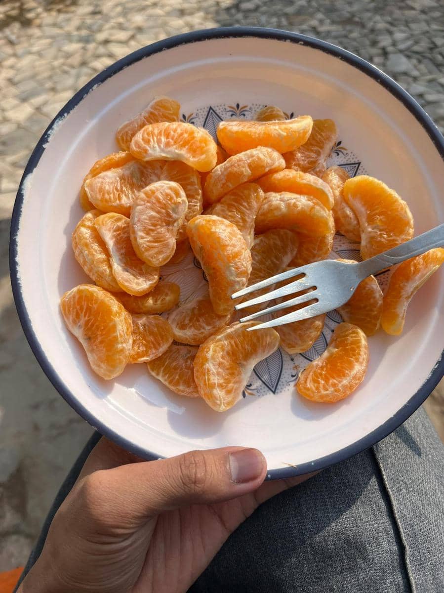 ilustrasi makan jeruk