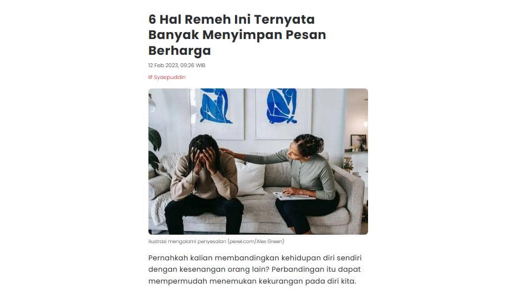 Tangkapan layar artikel pertama Iif Syaepuddin di IDN Times Community.