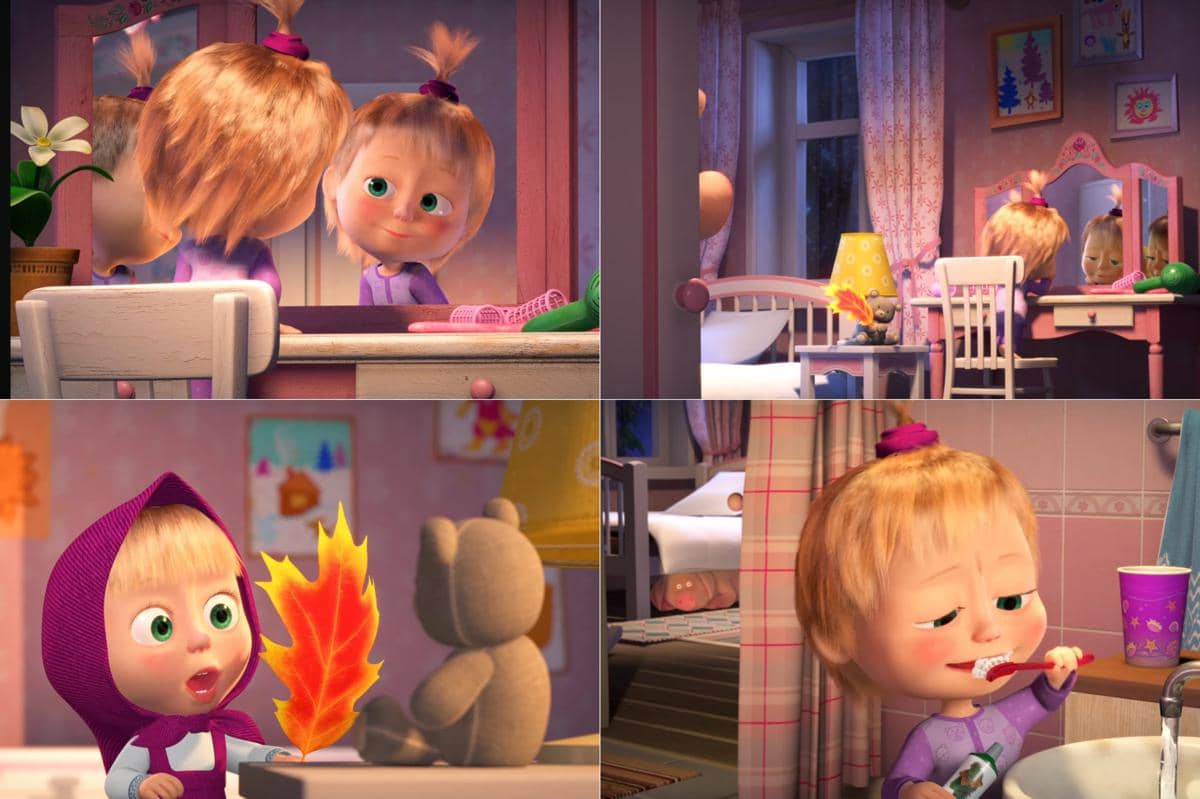 potret ruangan kamar Masha yang paling sering diperlihatkan di serial animasinya