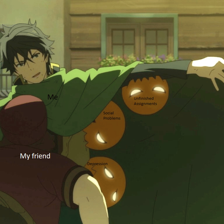 meme anime tentang stres