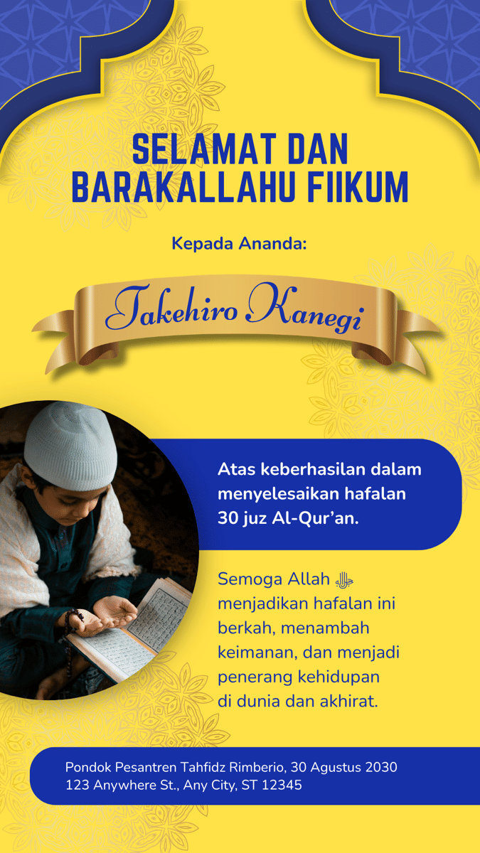 Ilustrasi kartu khatam Al -Qur'an