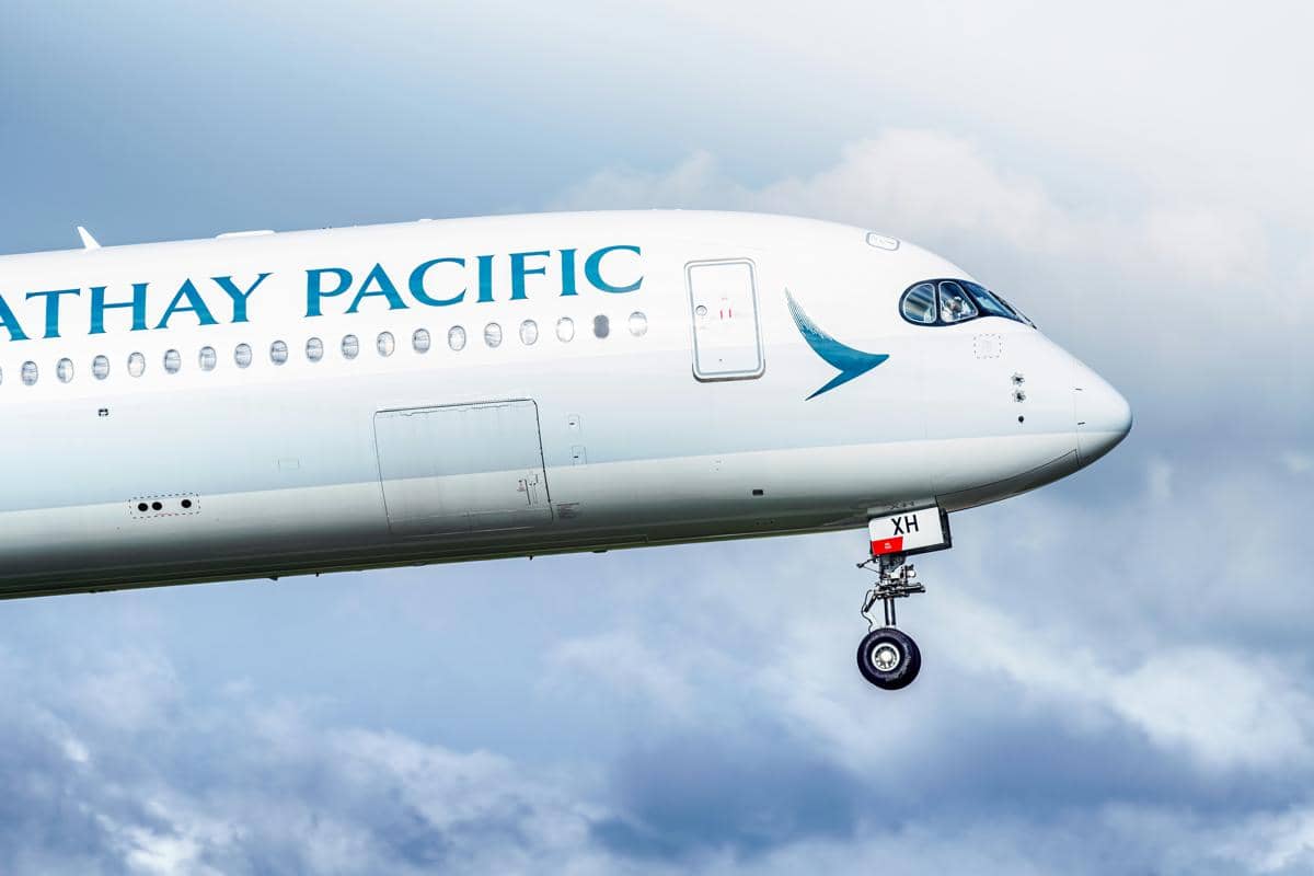 potret pesawat Cathay Pacific