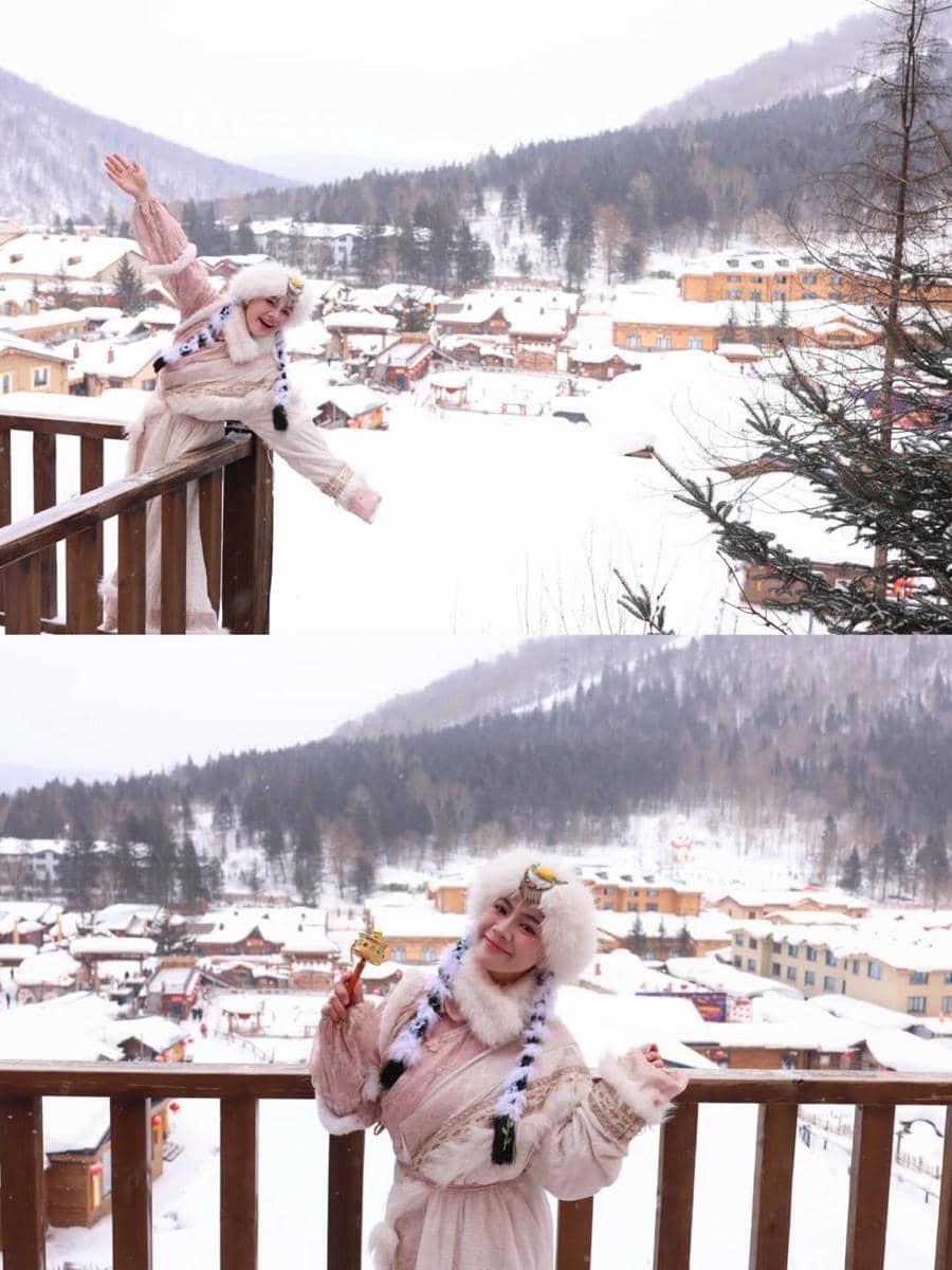 Felicya Angelista dengan makeup douyin saat di Harbin