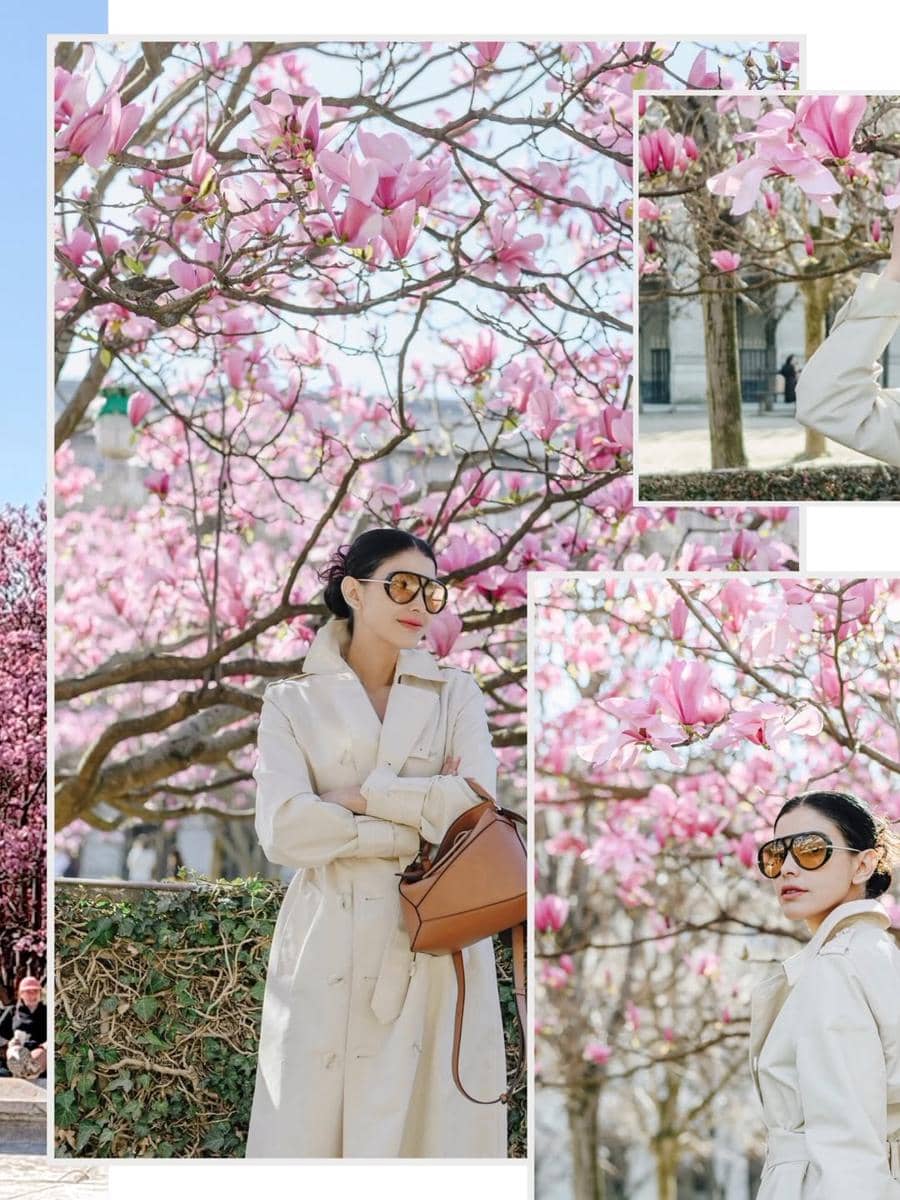 Medina jalan-jalan di Paris saat bunga sakura mekar