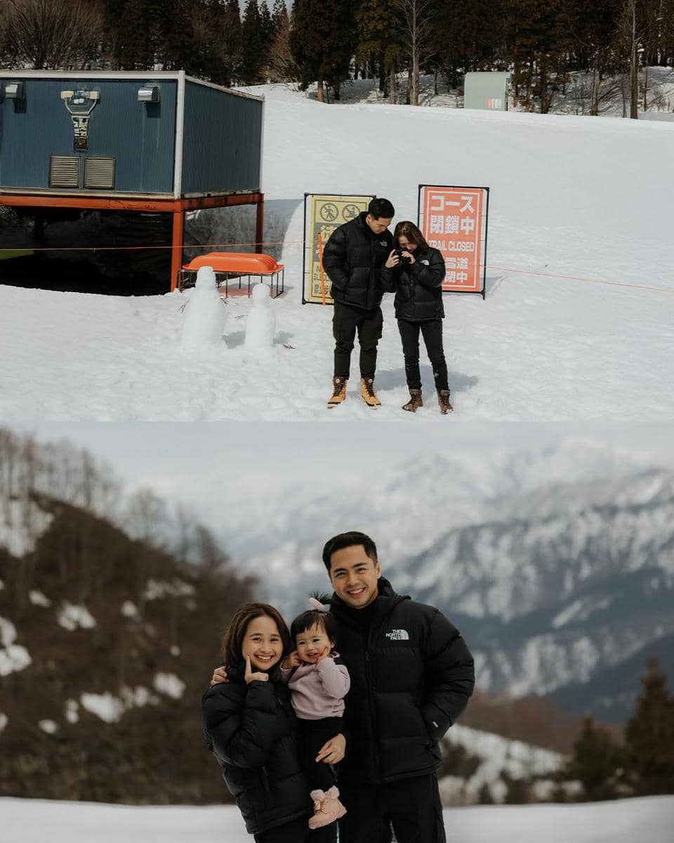 Gritte Agatha dan keluarga main salju di Gifu, Jepang