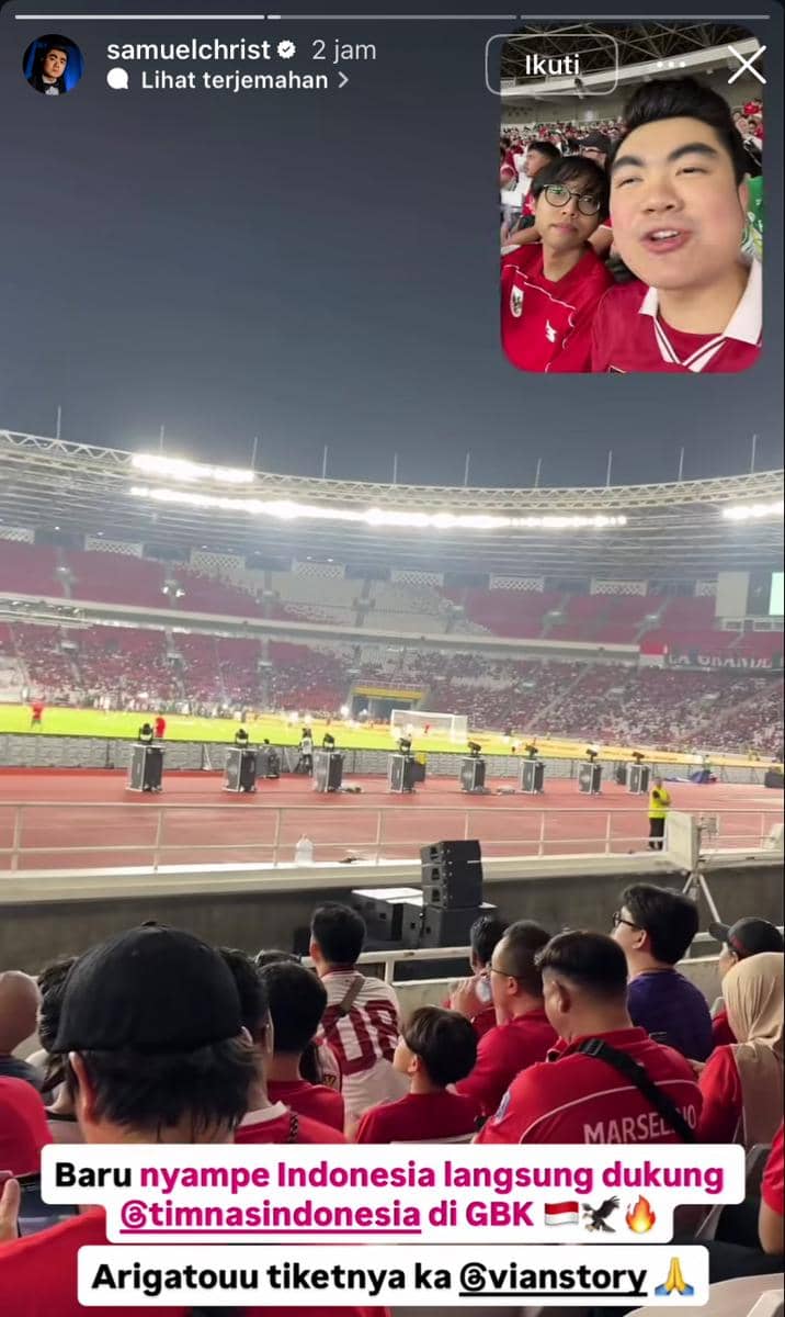 potret artis nonton laga Timnas Indonesia vs Bulgaria di GBK
