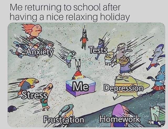 meme SpongeBob tentang stres