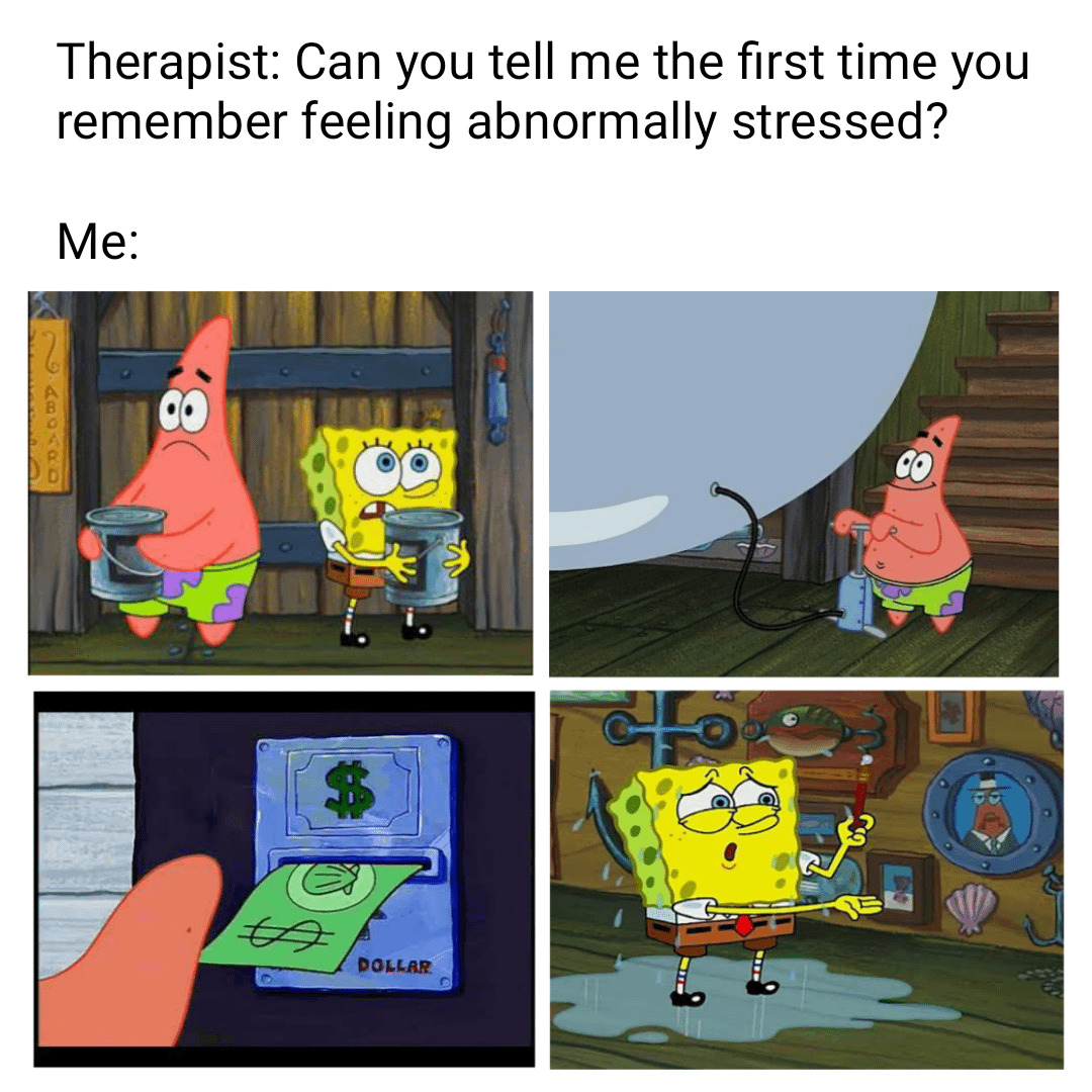meme SpongeBob tentang stres