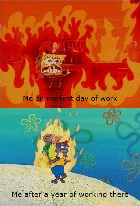 meme SpongeBob tentang stres