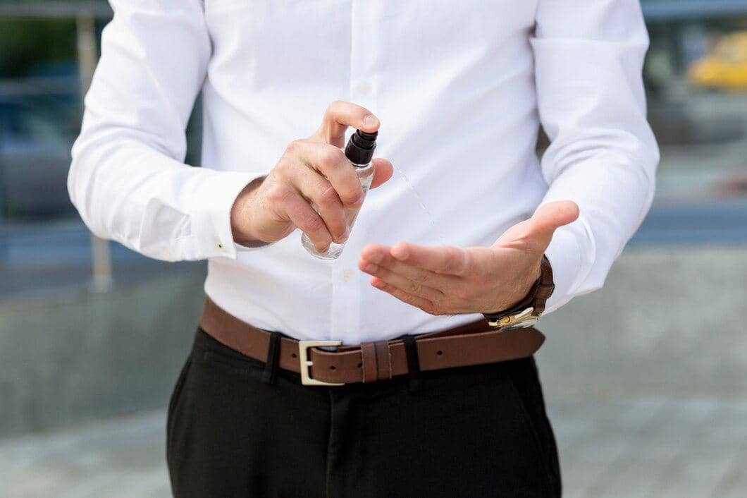 ilustrasi pria menggunakan parfum