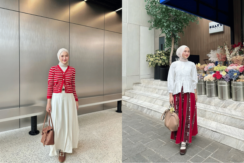 7 Ide OOTD Hijab Nuansa Merah ala Intan Ghazella, Berani dan Elegan!