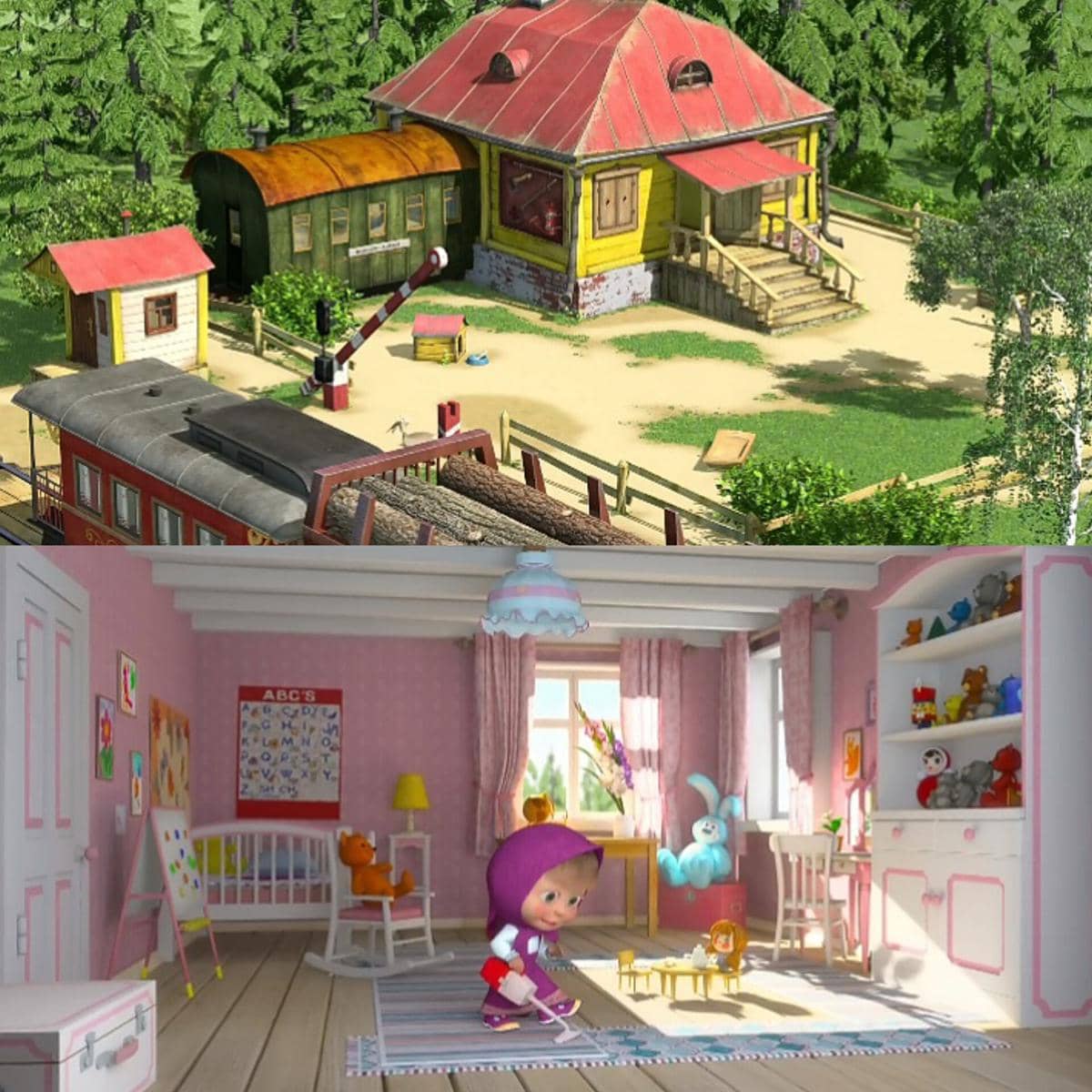 rumah Masha dalam animasi Masha and The Bear