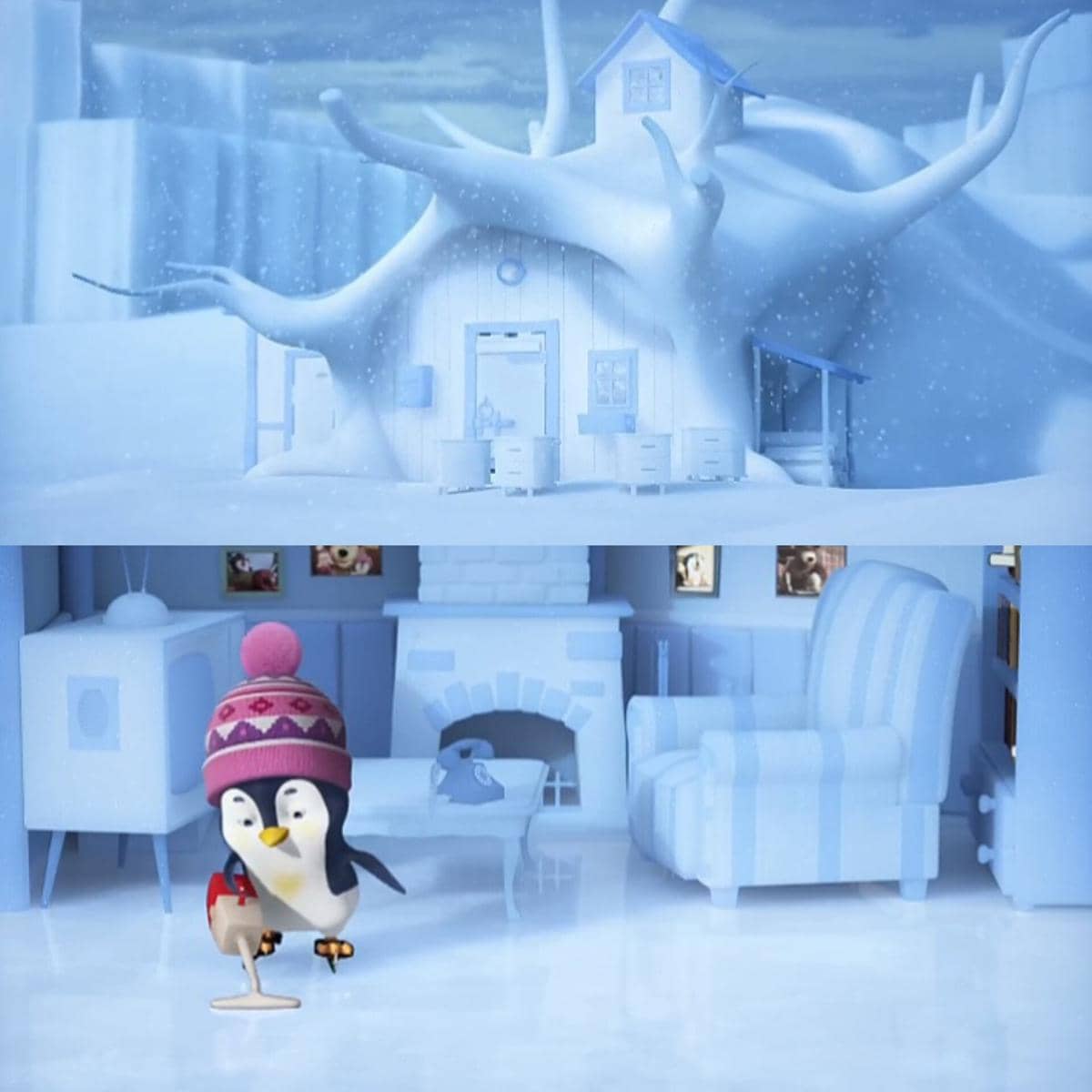 rumah Penguin dalam animasi Masha and The Bear