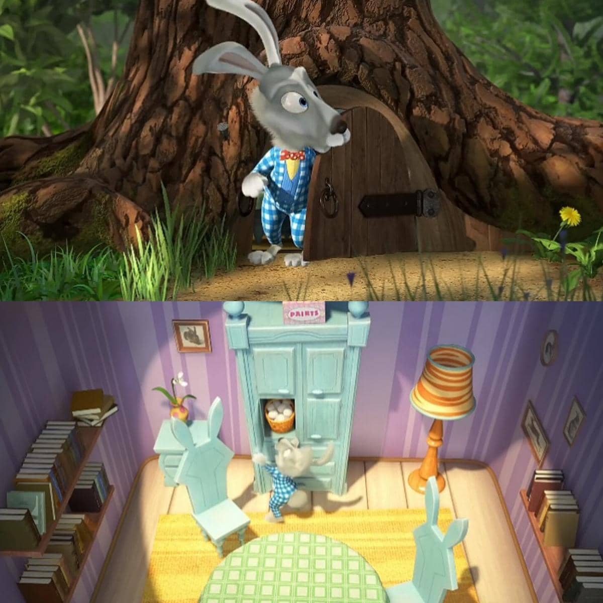 rumah Hare dalam animasi Masha and The Bear