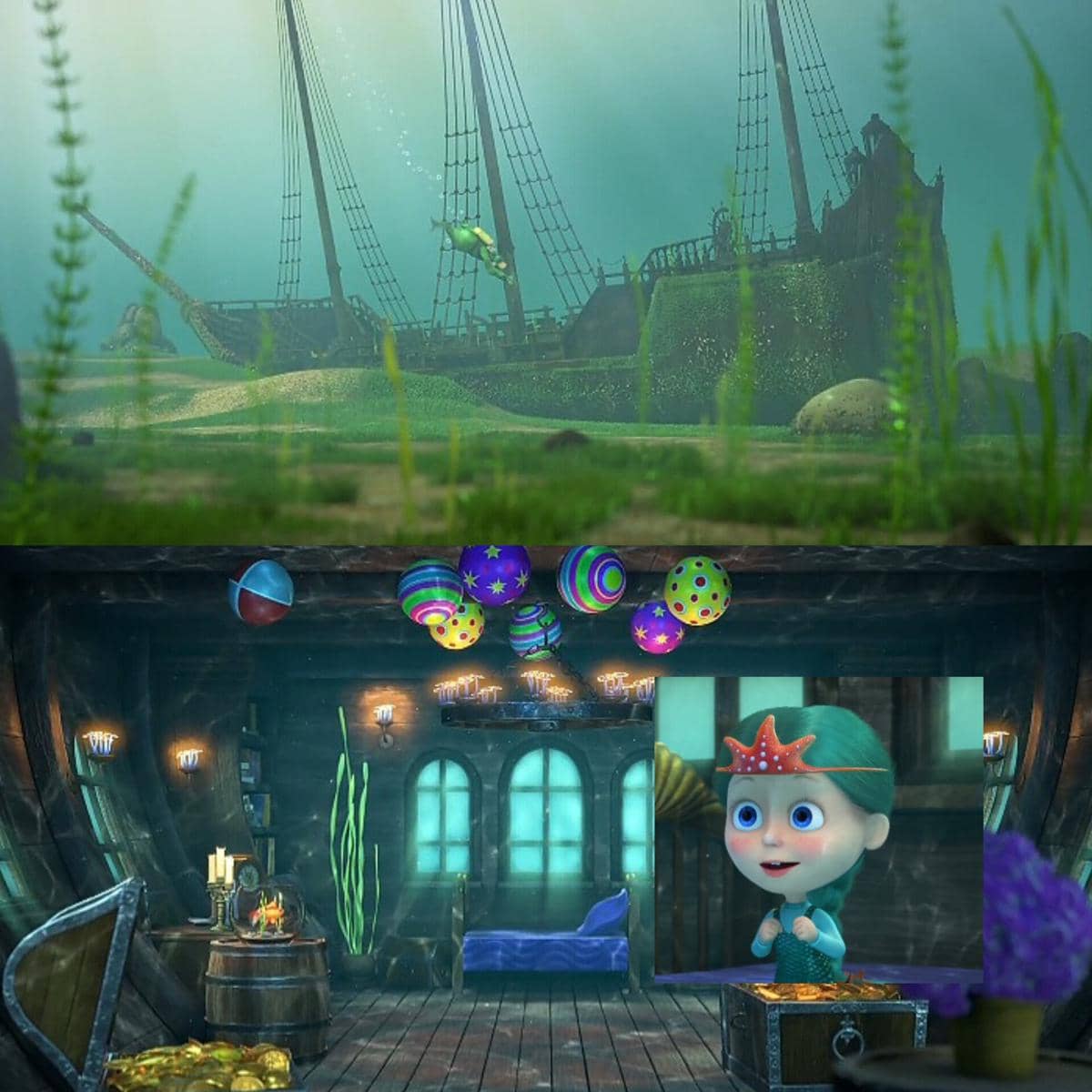 rumah Mermaid dalam animasi Masha and The Bear