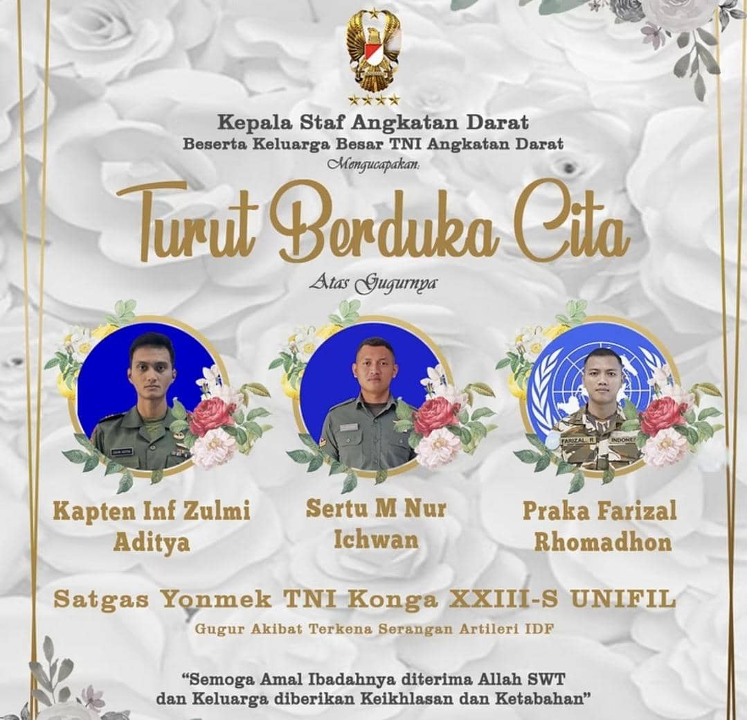 Istana Upayakan Pemulangan Jenazah 3 Prajurit TNI yang Gugur di UNIFIL