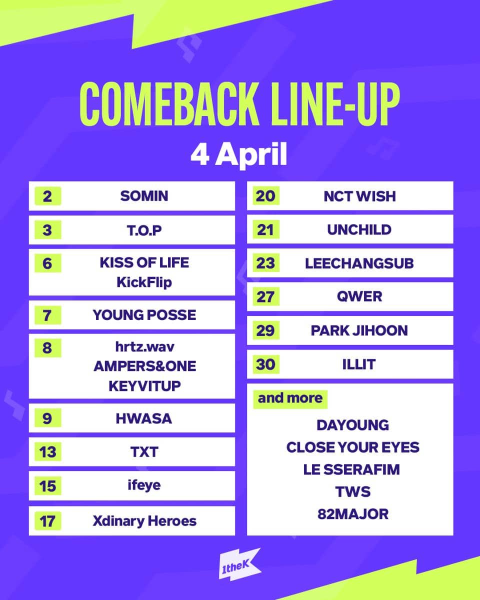 jadwal debut dan comeback idol KPop pada April 2026