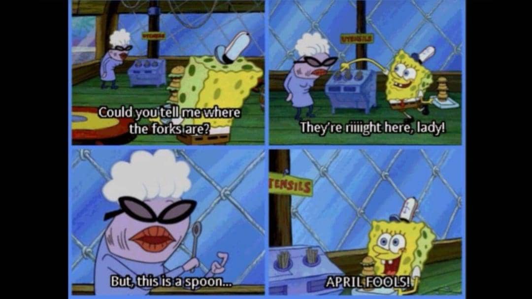 meme SpongeBob tentang April Mop