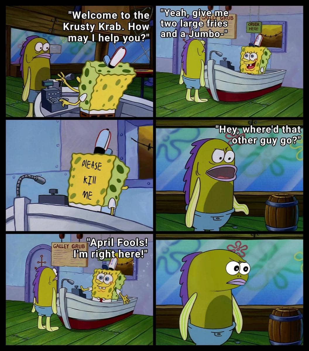 meme SpongeBob tentang April Mop
