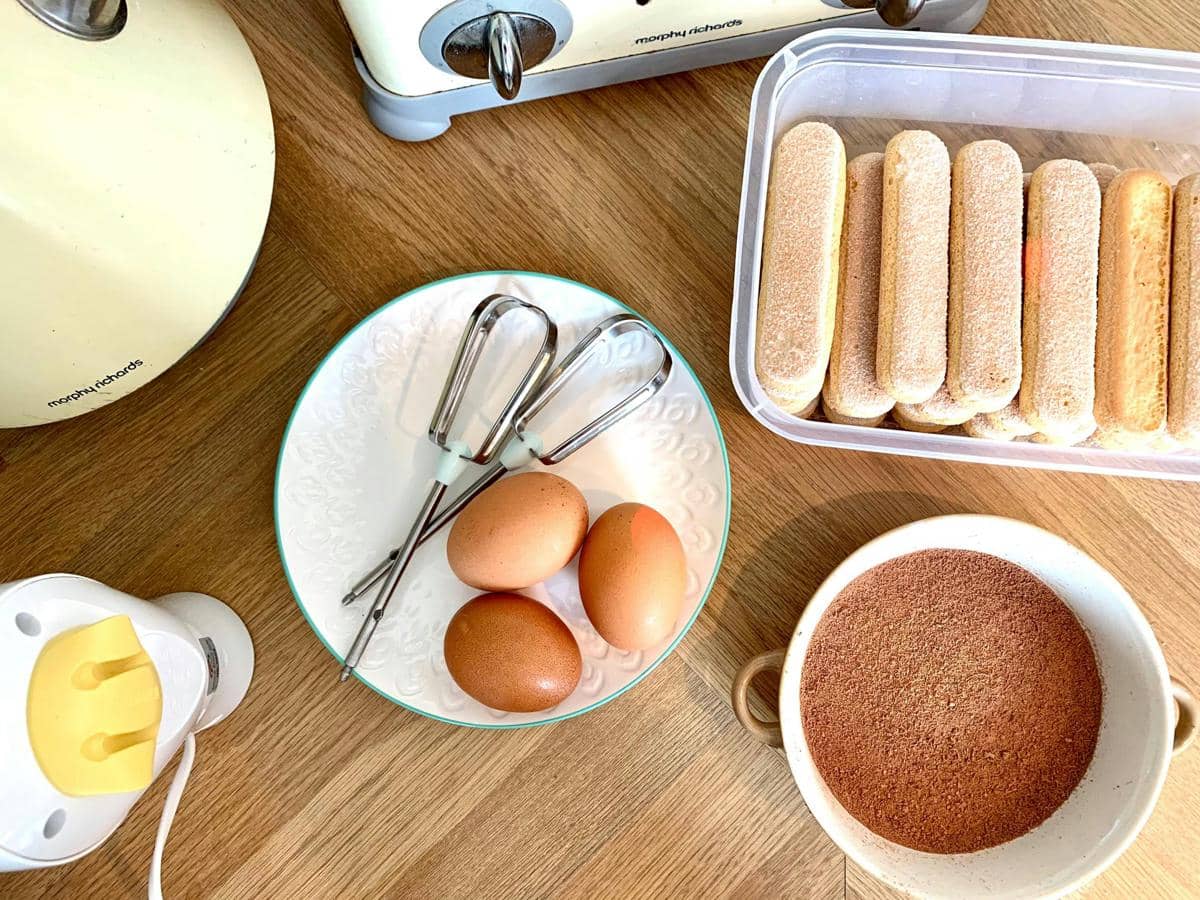 ilustrasi bahan-bahan tiramisu