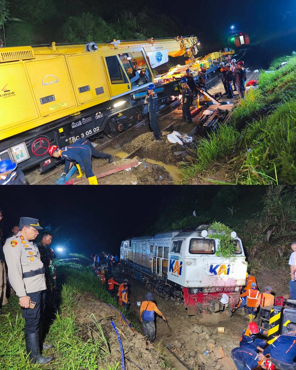 500 Penumpang KA Ciremai Anjlok Dialihkan, Lokomotif Mulai Diangkat