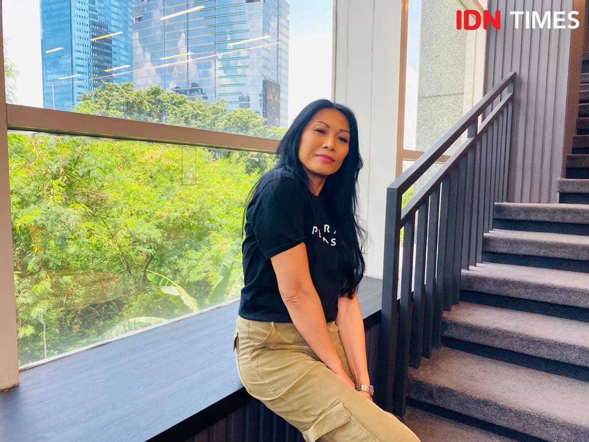 potret Anggun C. Sasmi di kantor IDN, Jakarta, Rabu (1/4/2026)