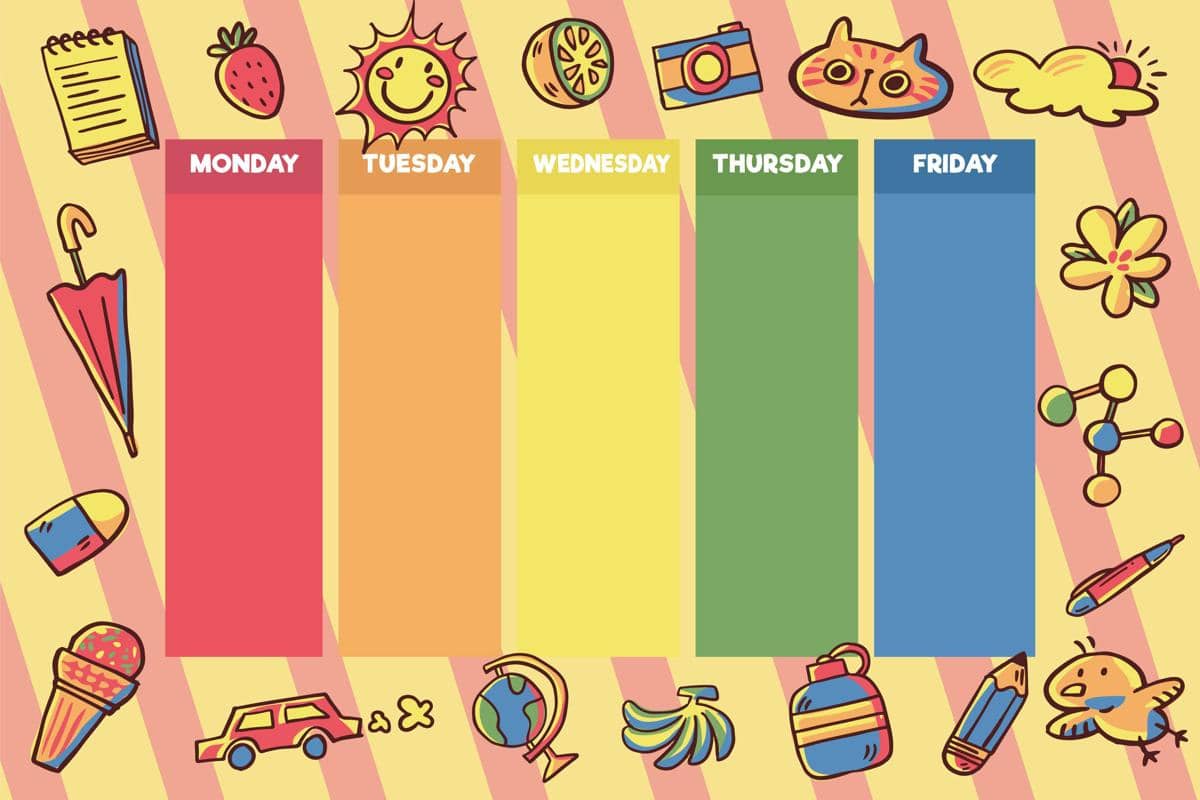 ilustrasi jadwal harian anak dengan visual yang menarik