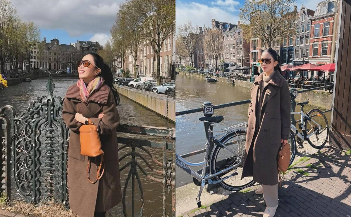 7 Potret Bunga Zainal saat Liburan di Belanda, Happy!