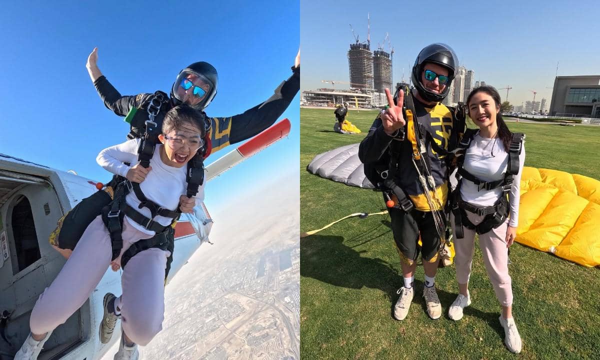 8 Potret Febby Rastanty saat Skydiving di Dubai, Pengalaman Seru!