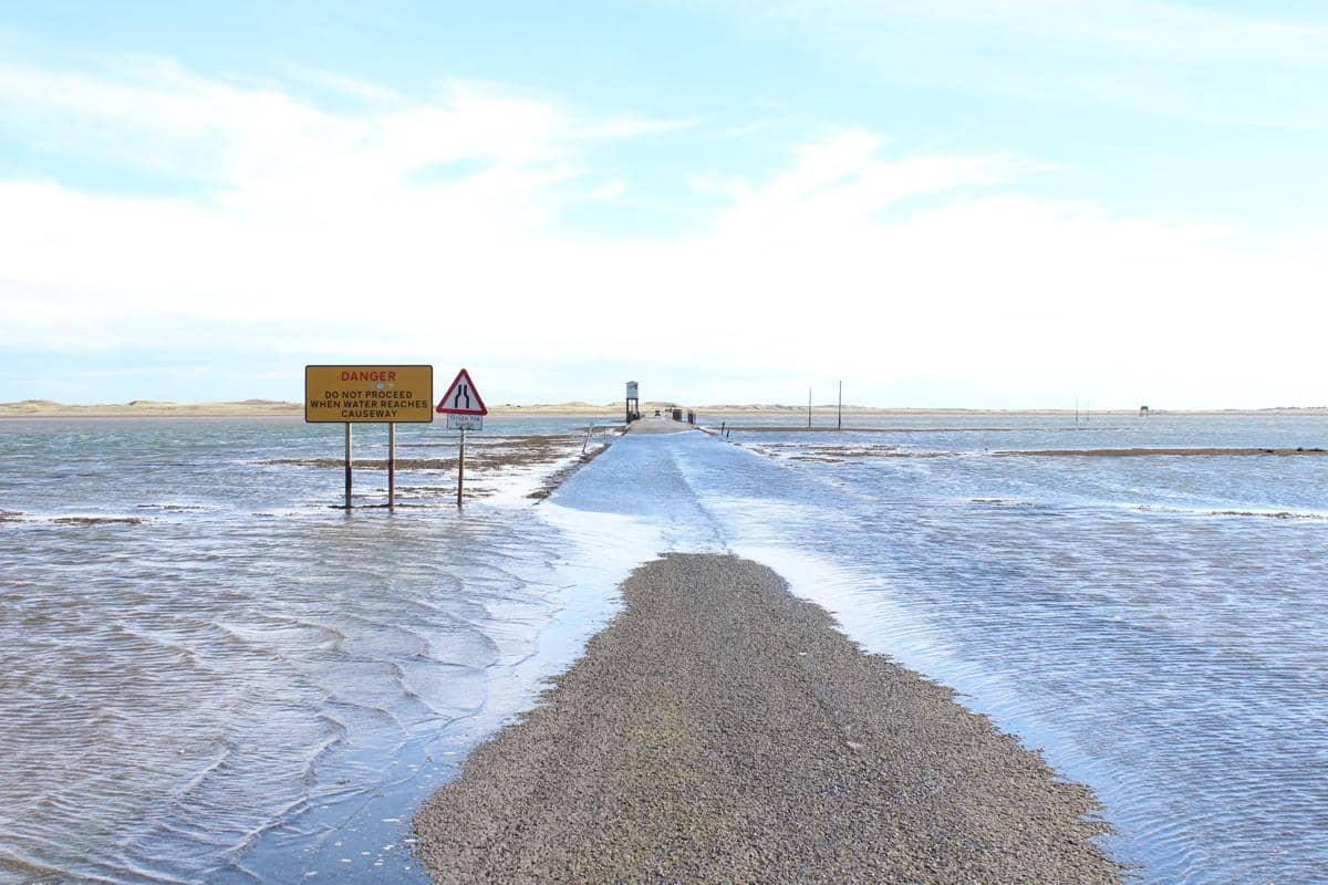 ilustrasi jalan pesisir yang terendam akibat naiknya permukaan laut