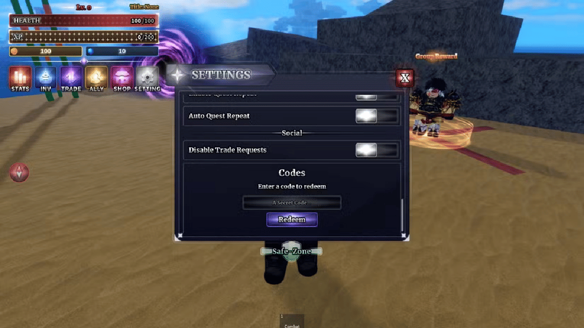 cara menukarkan kode redeem di Sailor Piece
