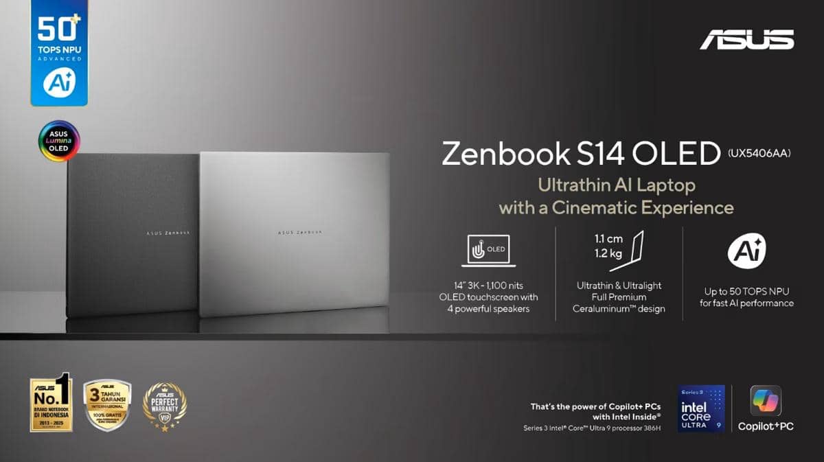 Era AI PC: Zenbook S14 OLED, Laptop Tipis Bikin Konten Makin Gampang