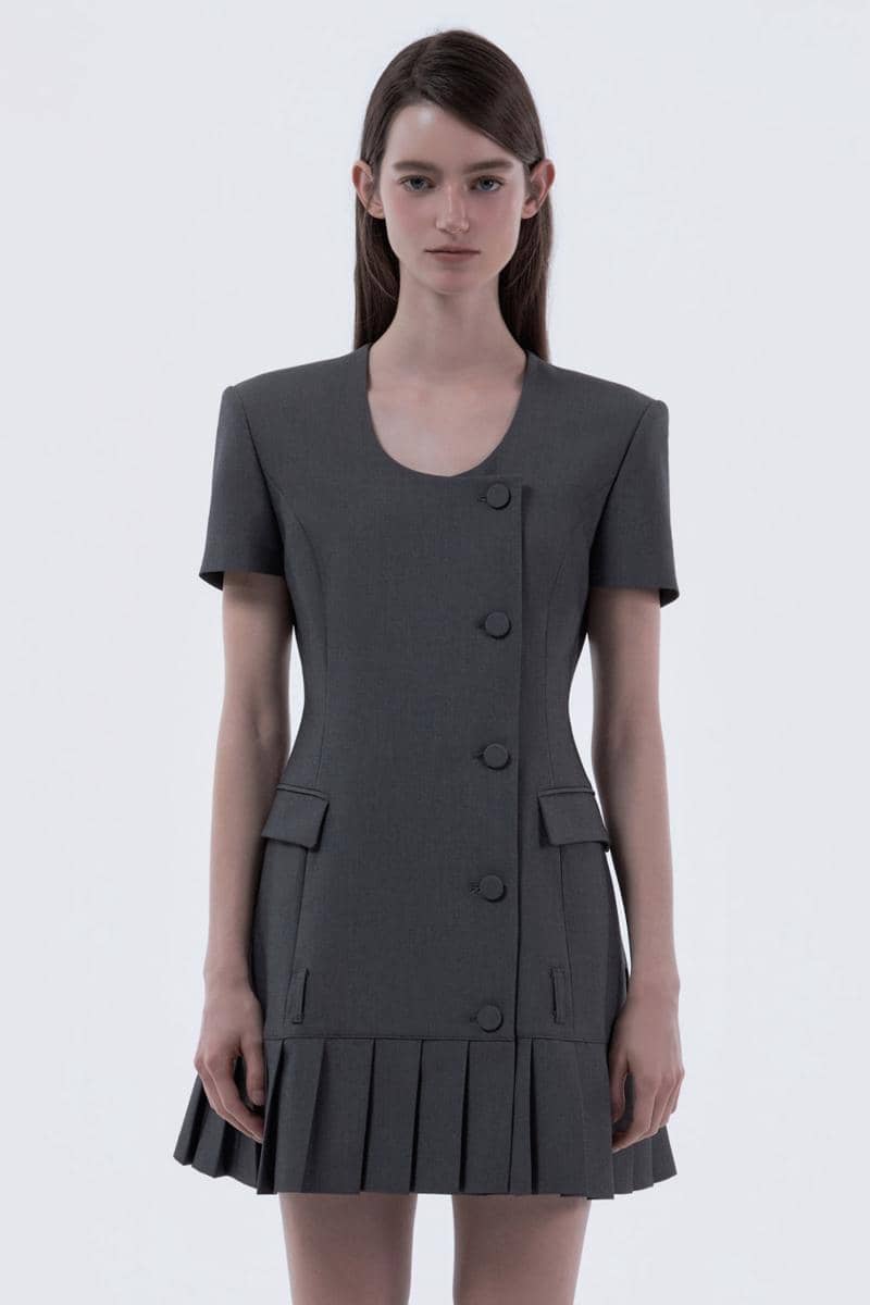 Jenn Round Neck Pleated Half-Sleeve Suit Jacket Dress Mausoleum (mausoleum.co.kr)