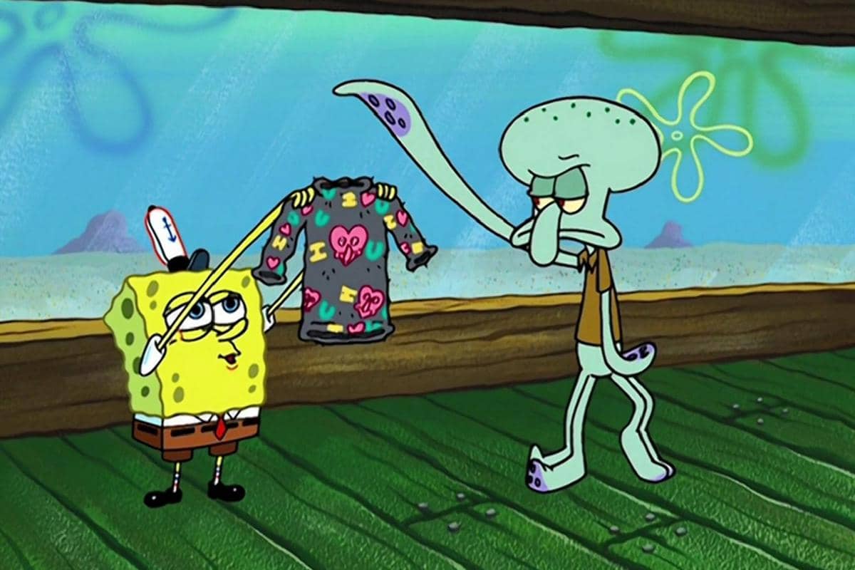 sweater yang diberikan SpongeBob pada Squidward