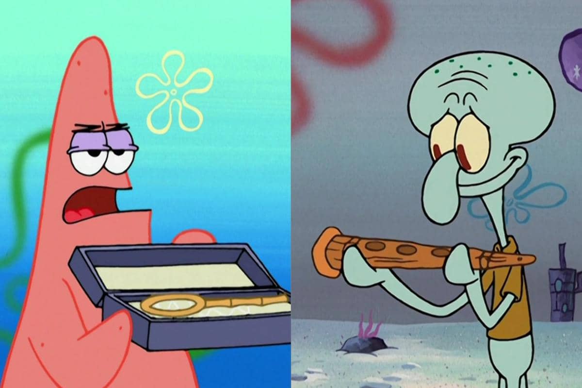 jaring ubur-ubur handmade serta klarinet kayu dari serial SpongeBob