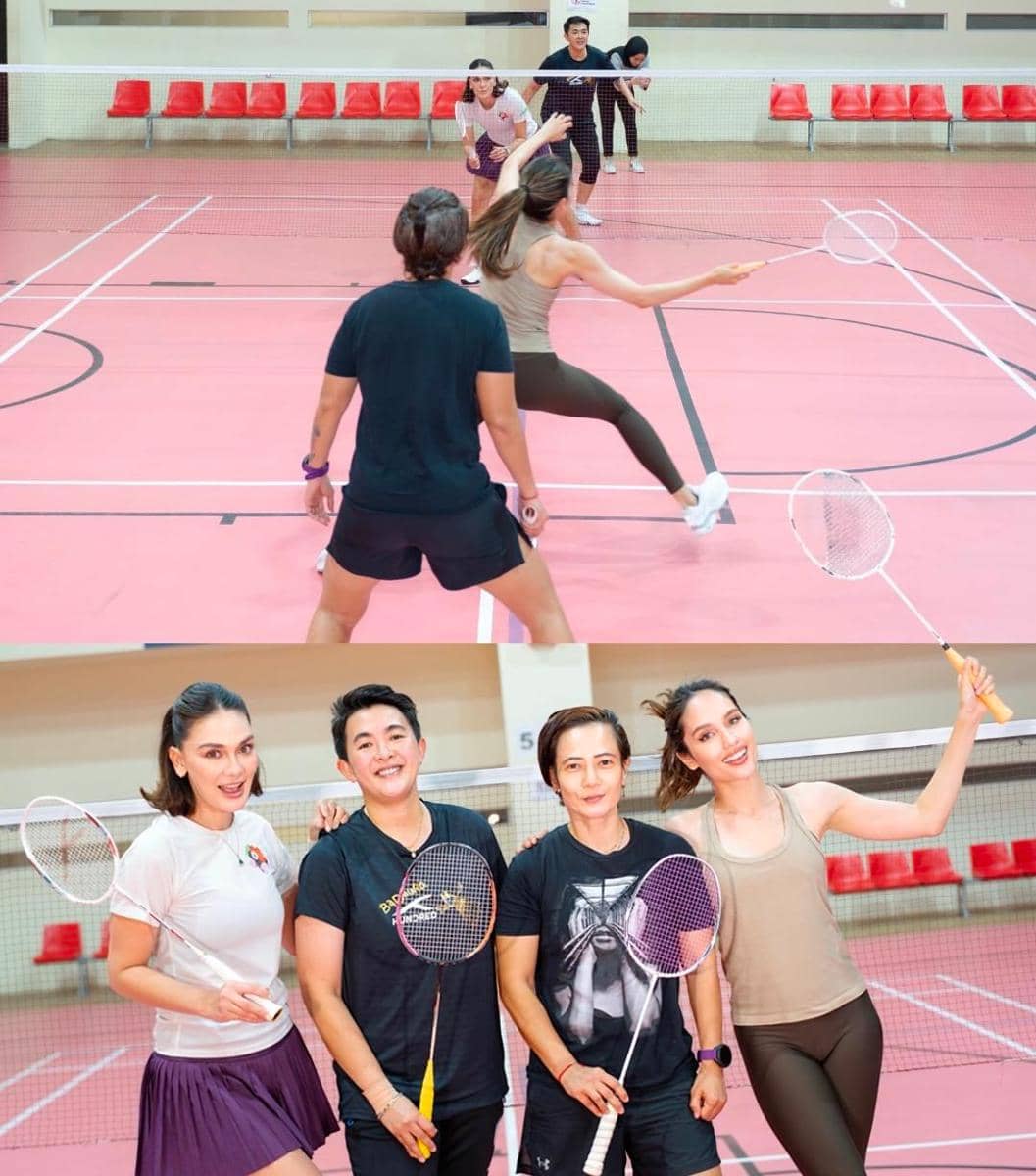 Cinta Laura - Luna Maya latihan badminton bareng