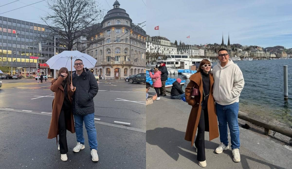 8 Potret Gilang Dirga dan Keluarga Jalan-Jalan di Swiss, Happy!