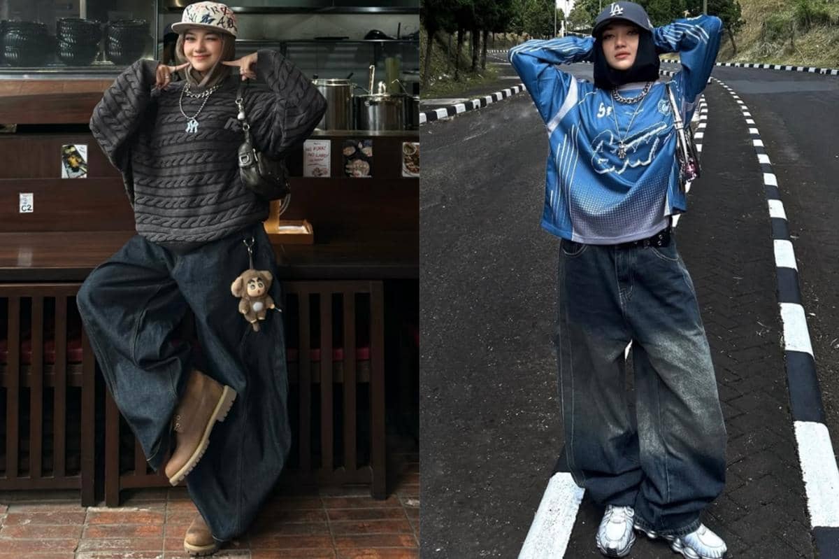 7 Ide Padu Padan Barrel Jeans ala Tia Santika, Auto Tampil Modis!