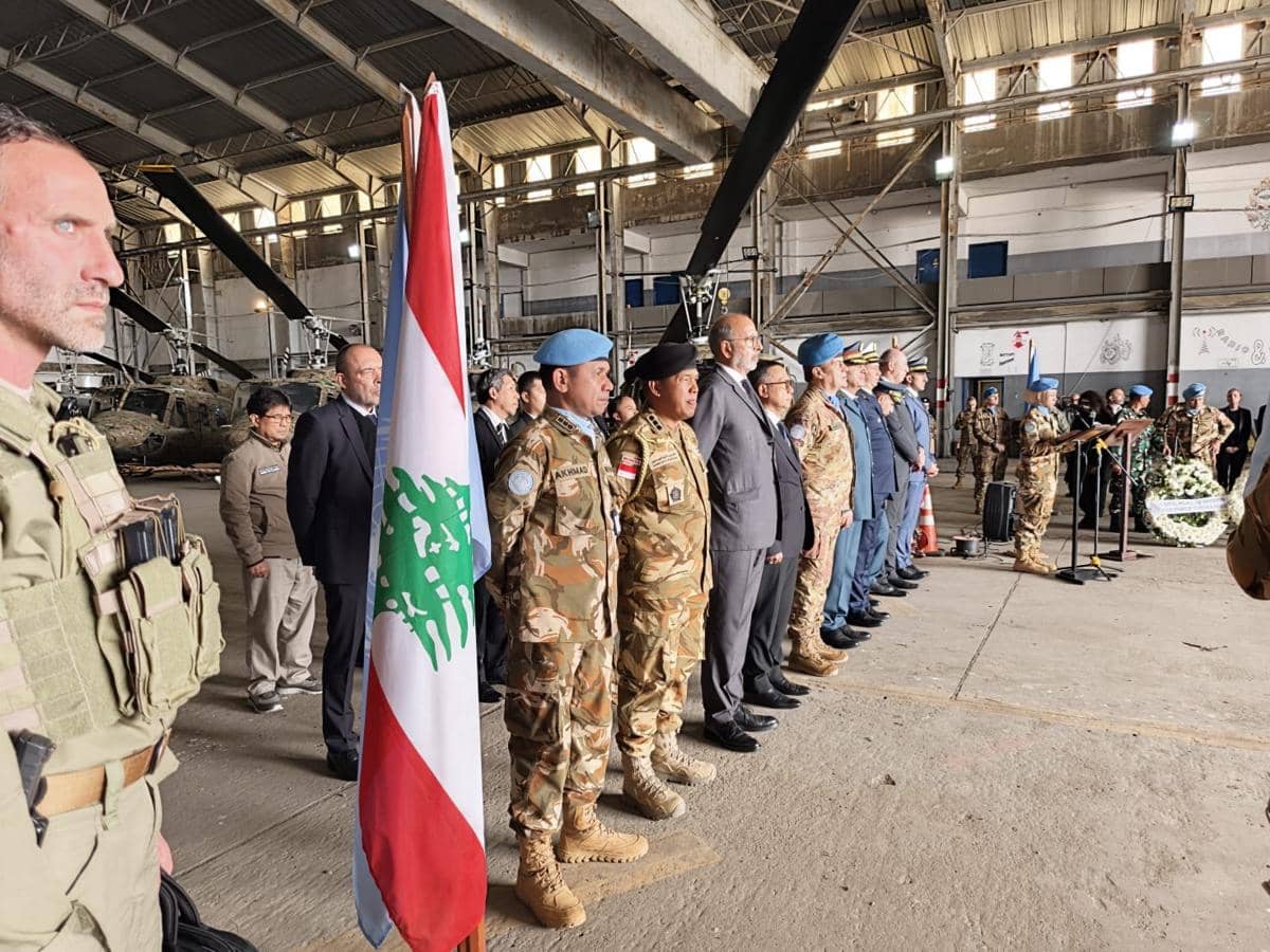 Penghormatan terakhir 3 personel TNI UNIFIL di Lebanon. (Dok. Peacekeepers Indonesia di UNIFIL)