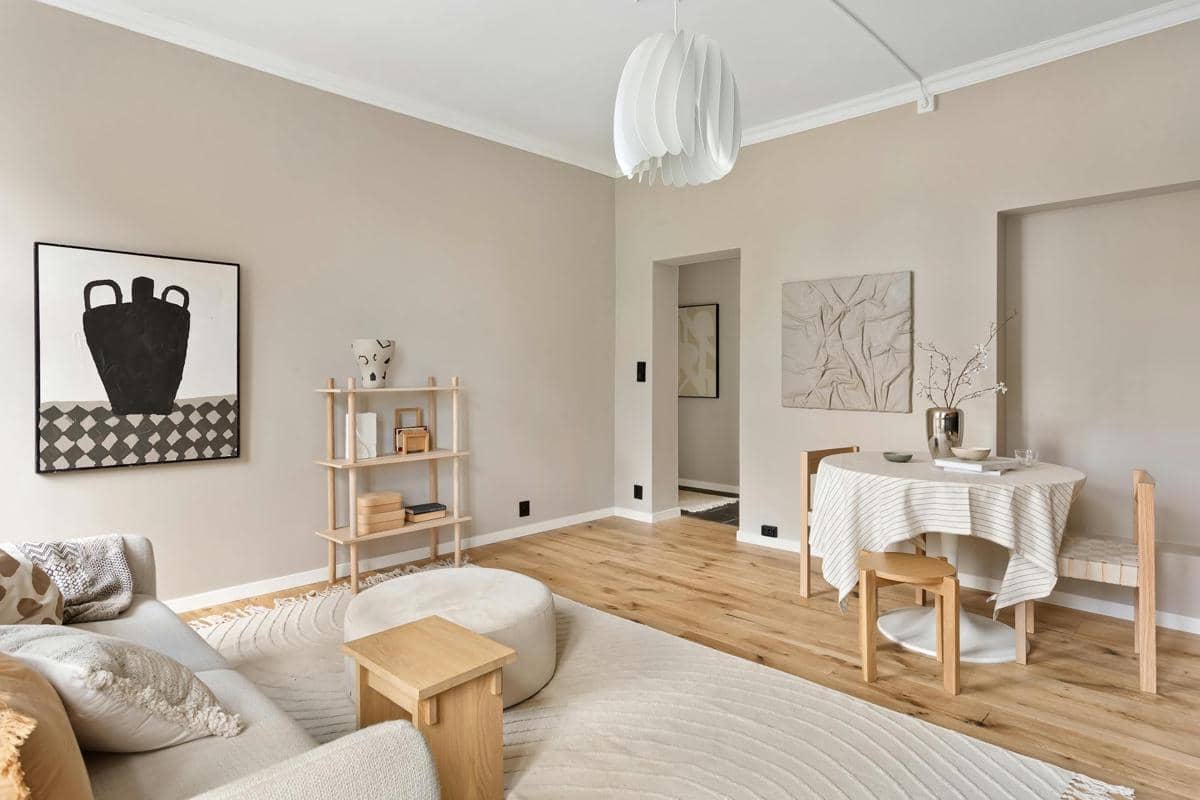 ilustrasi ruangan dengan warna warm beige